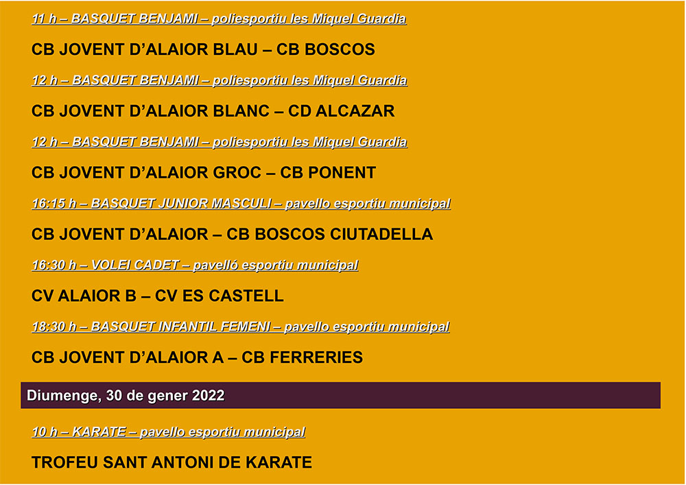 AGENDA ESPORTIVA Lô 2021