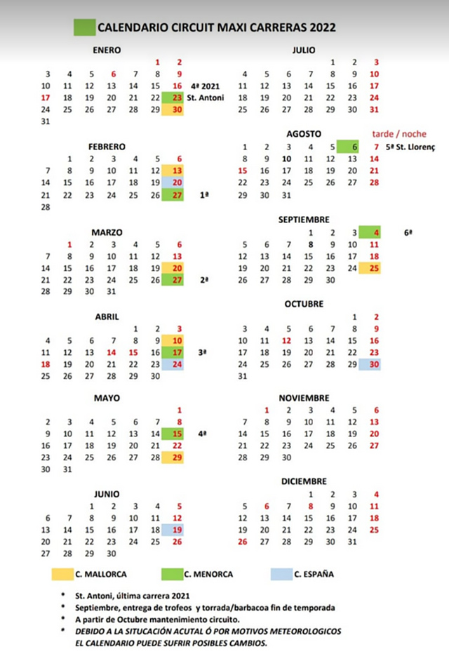 Calendario Automodelisme 2022