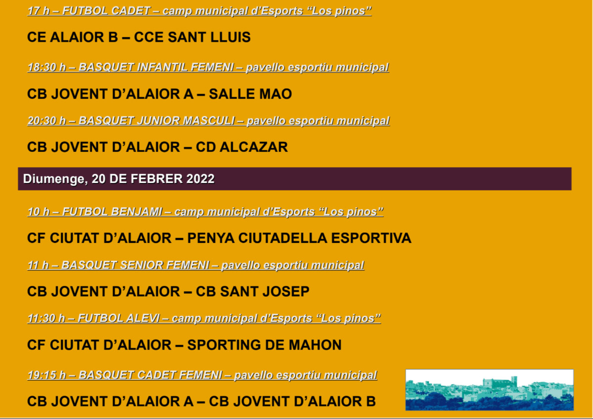 AGENDA ESPORTIVA Lô