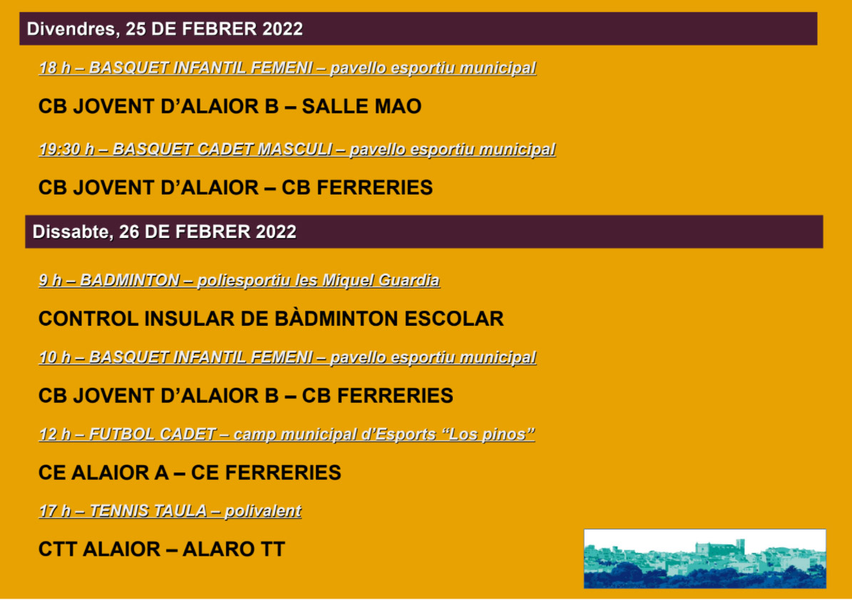 AGENDA ESPORTIVA Lô