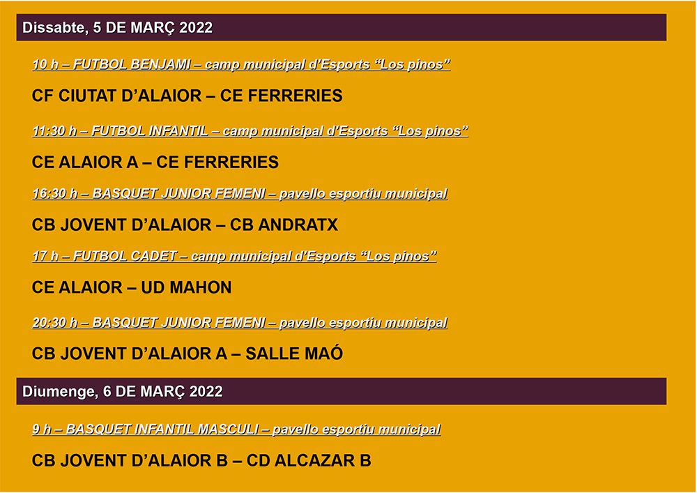 AGENDA ESPORTIVA Lô