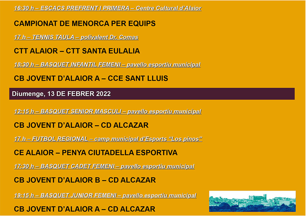 AGENDA ESPORTIVA Lô 2021