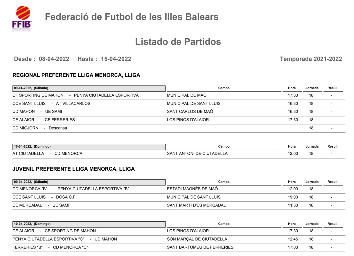 Horarios Futbol Menorca -1