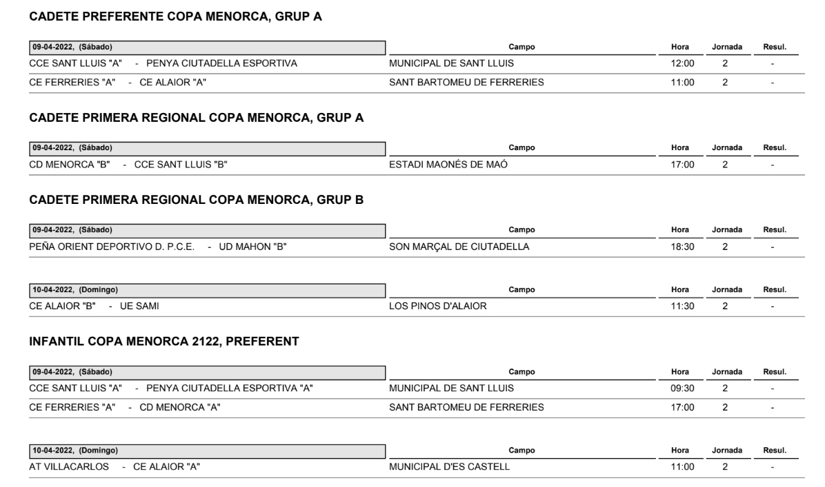 Horarios Futbol Menorca -1