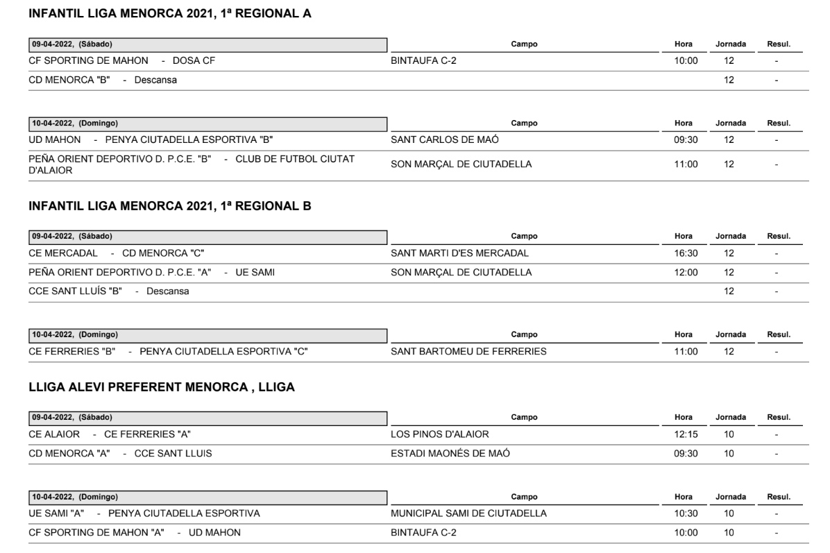 Horarios Futbol Menorca -1