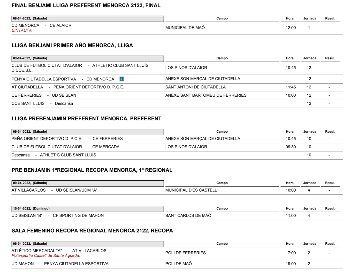 Horarios Futbol Menorca -1