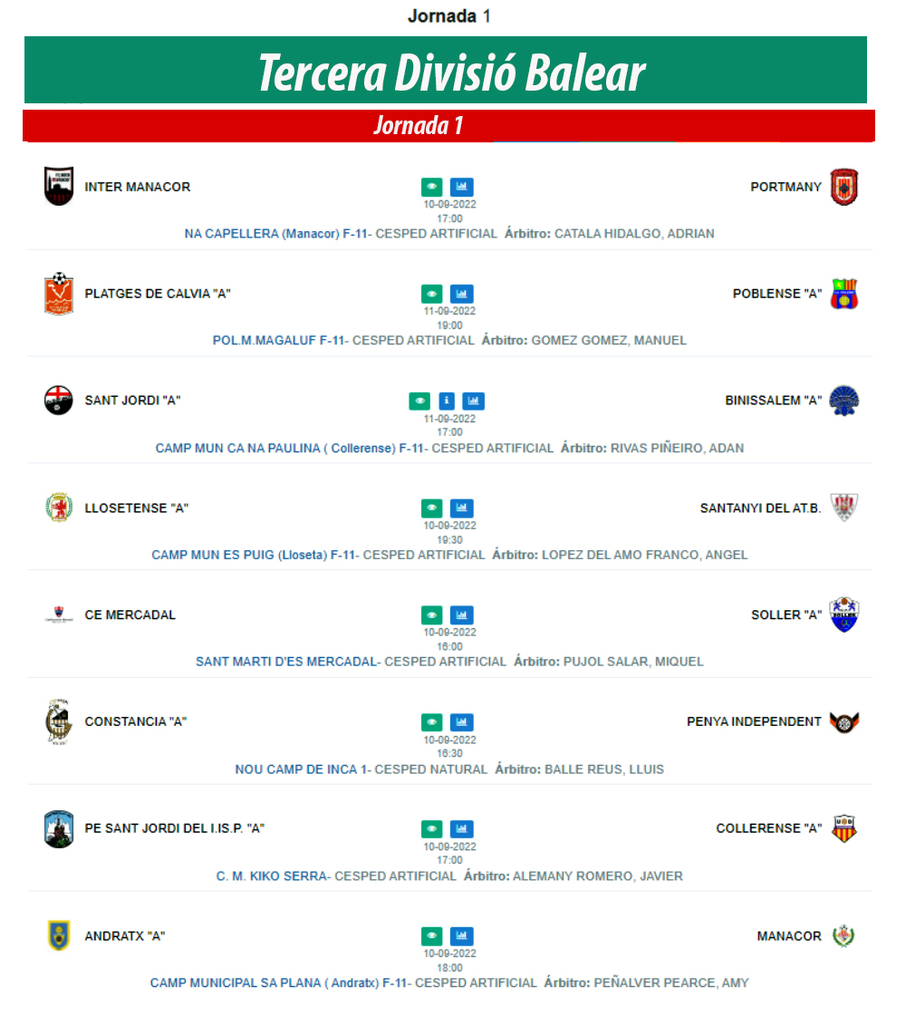 Calendari 1a Jornada