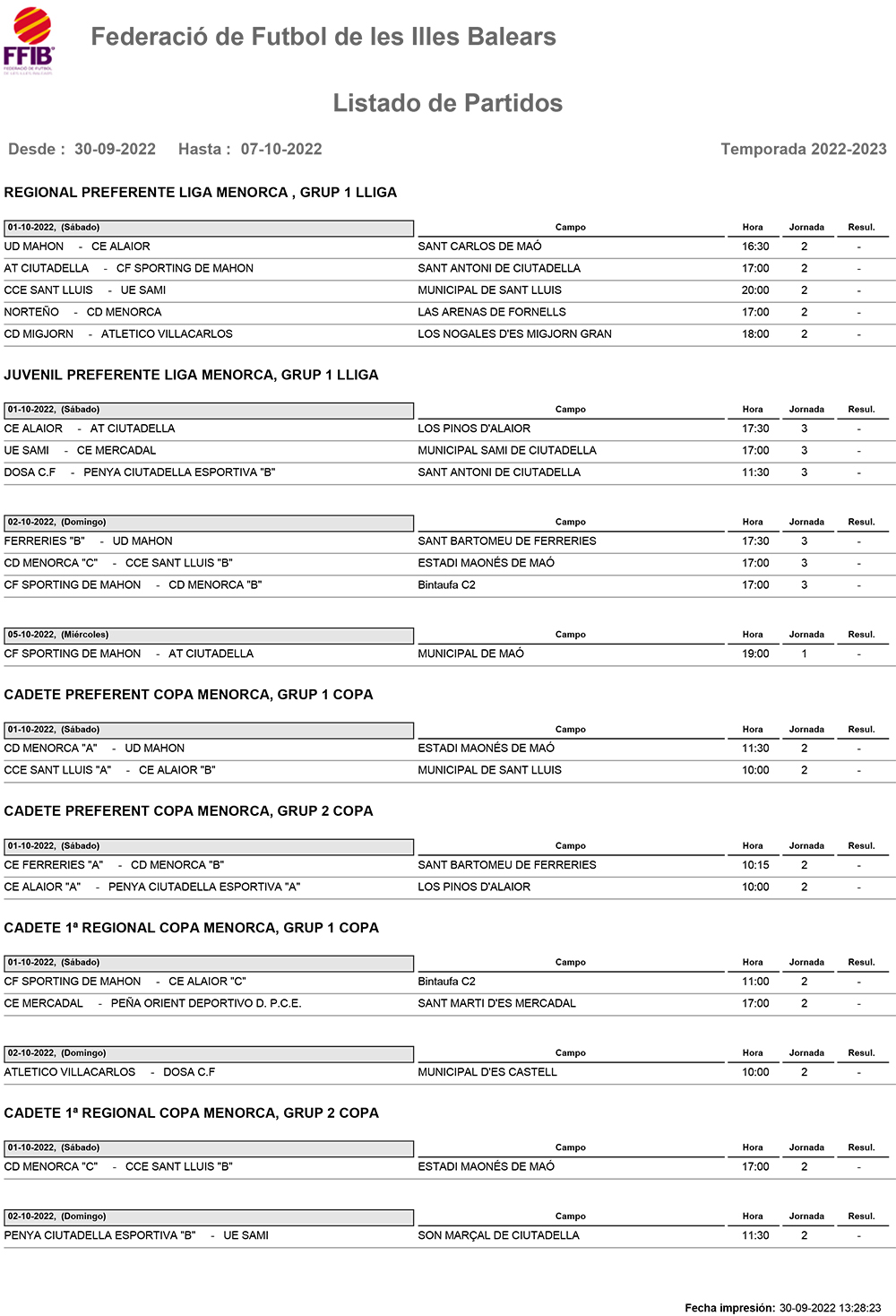 Horarios Futbol de Menorca 220930-2223