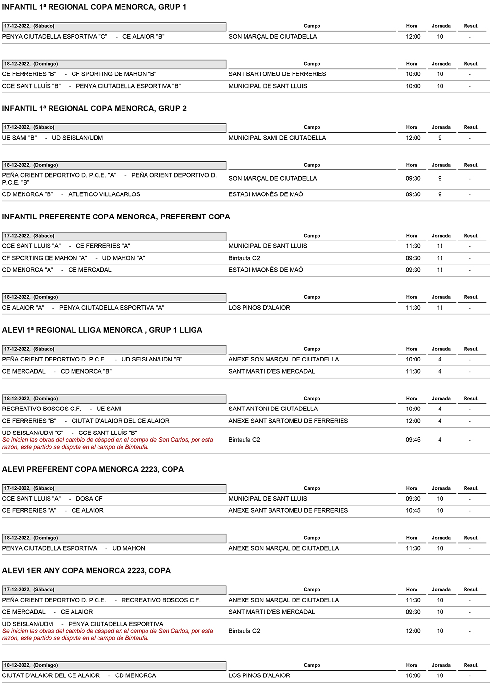 Partidos futbol Menorca