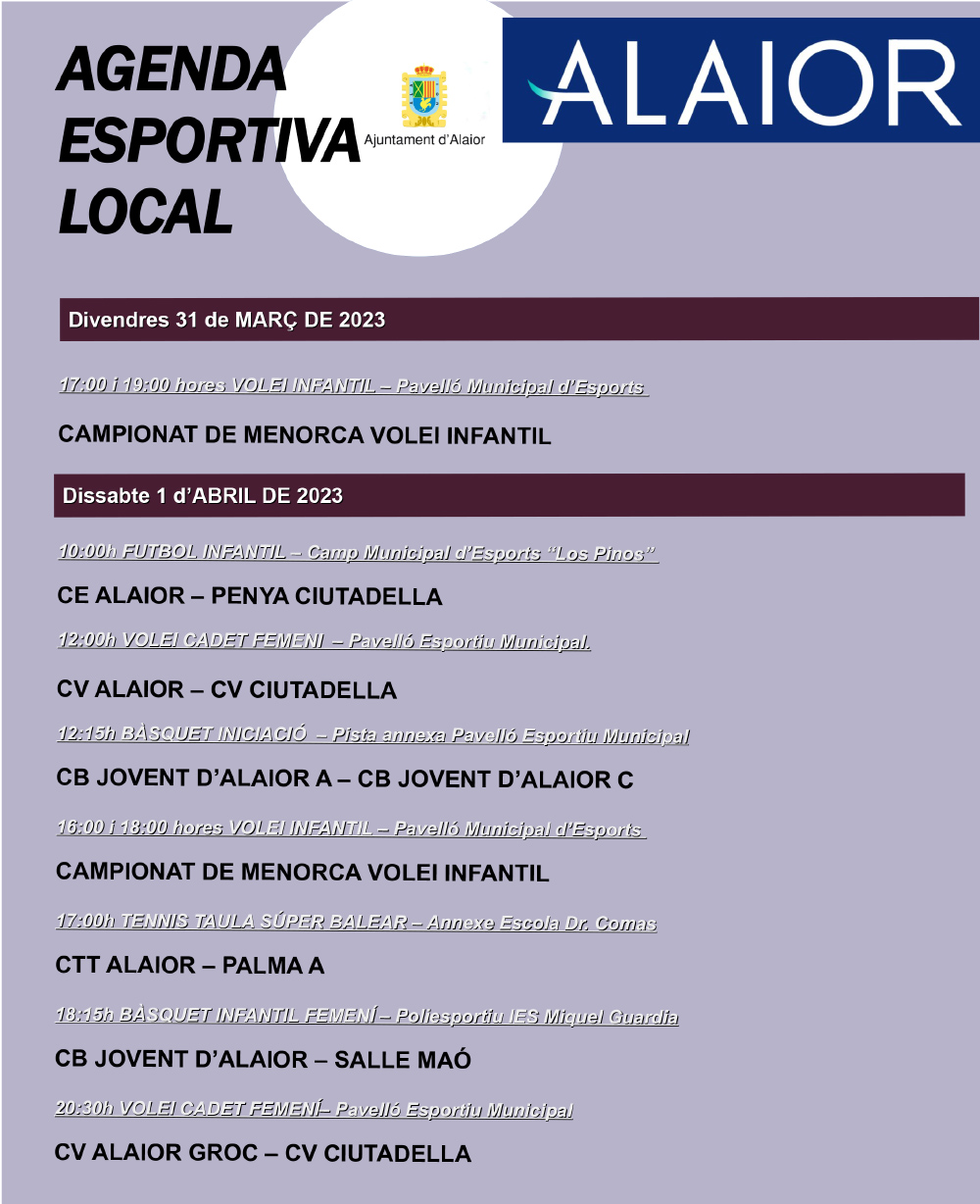 AGENDA ESPORTIVA Lô 2022