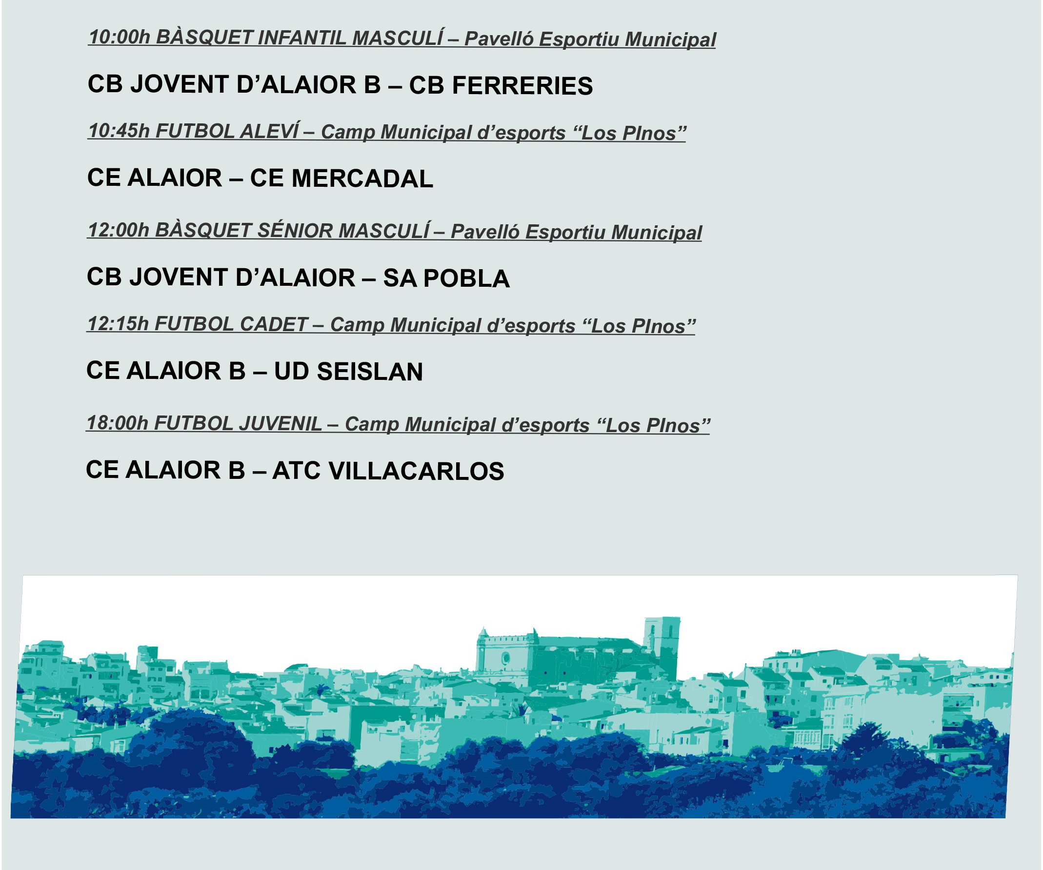 AGENDA ESPORTIVA LOCAL SETMANA