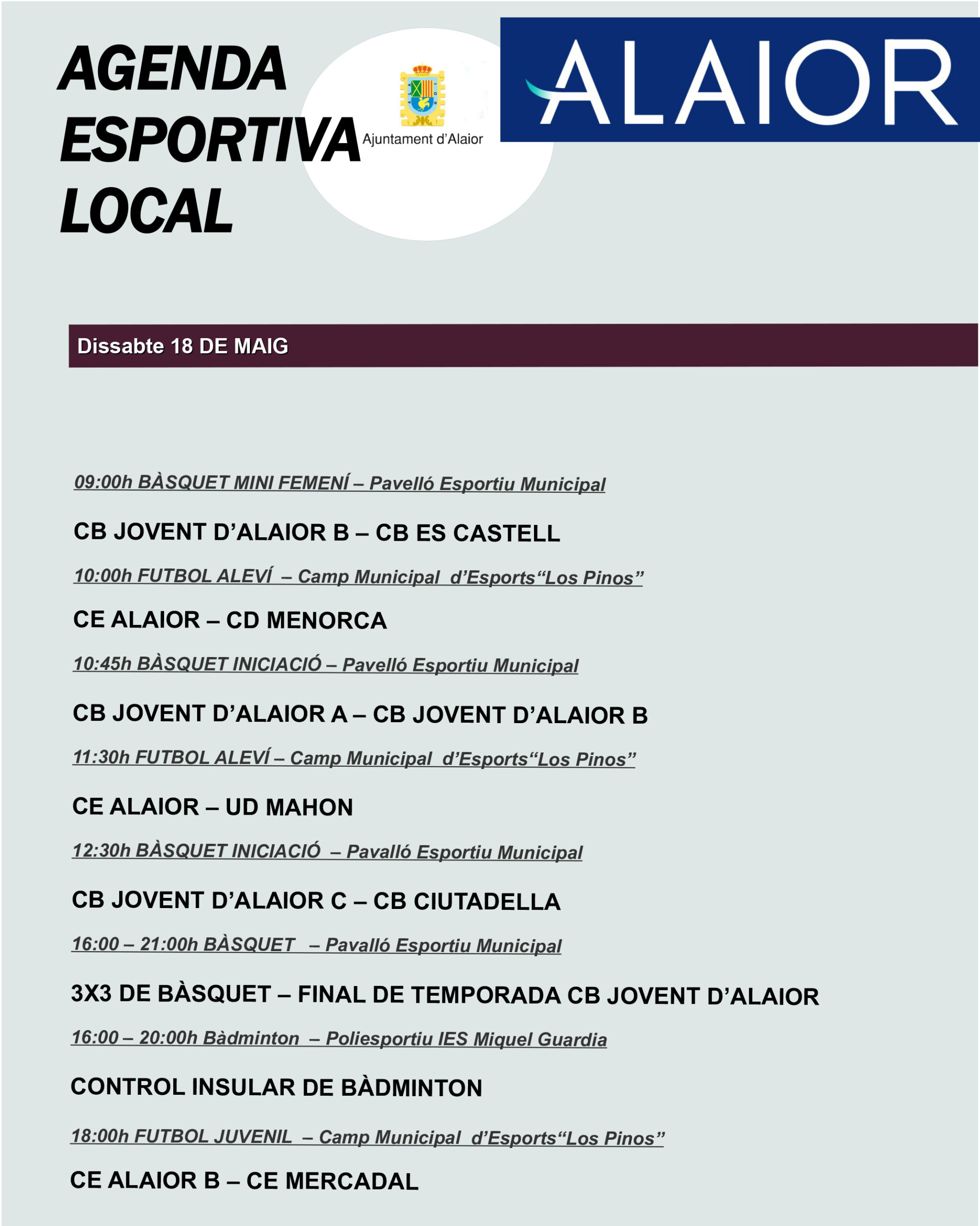 AGENDA ESPORTIVA LOCAL